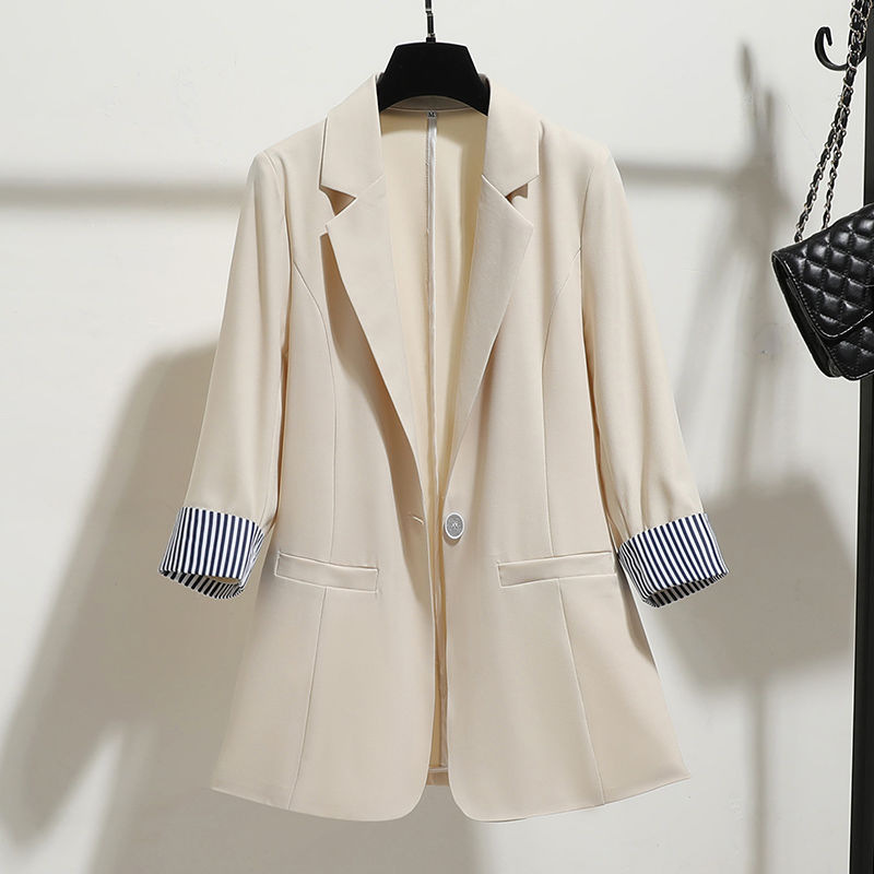 Picture of Small Suit Jacket for Women Spring and Summer New Korean Style Slim Draped Thin Three-Quarter Sleeve Elegant Suit Top for Women