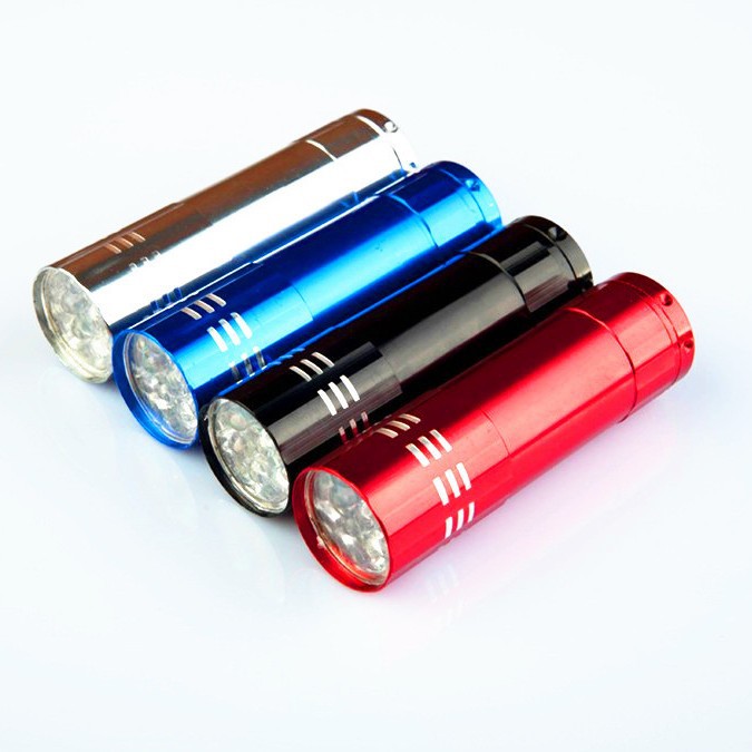 Set 9LED mini aluminum alloy strong light small flashlight nine lights Yaoda flashlight white light lighting gift LOGO