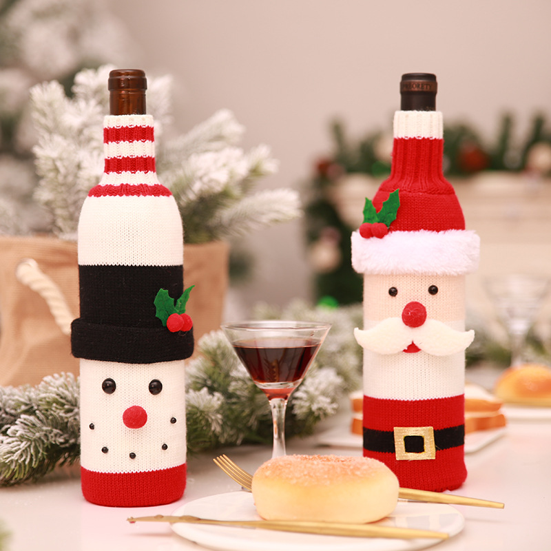 Foreign Trade Popular Christmas Decoration Supplies Wine Bottle Set Champagne Red Wine Creative Wine Set Hotel Restaurant Holiday Decoration
