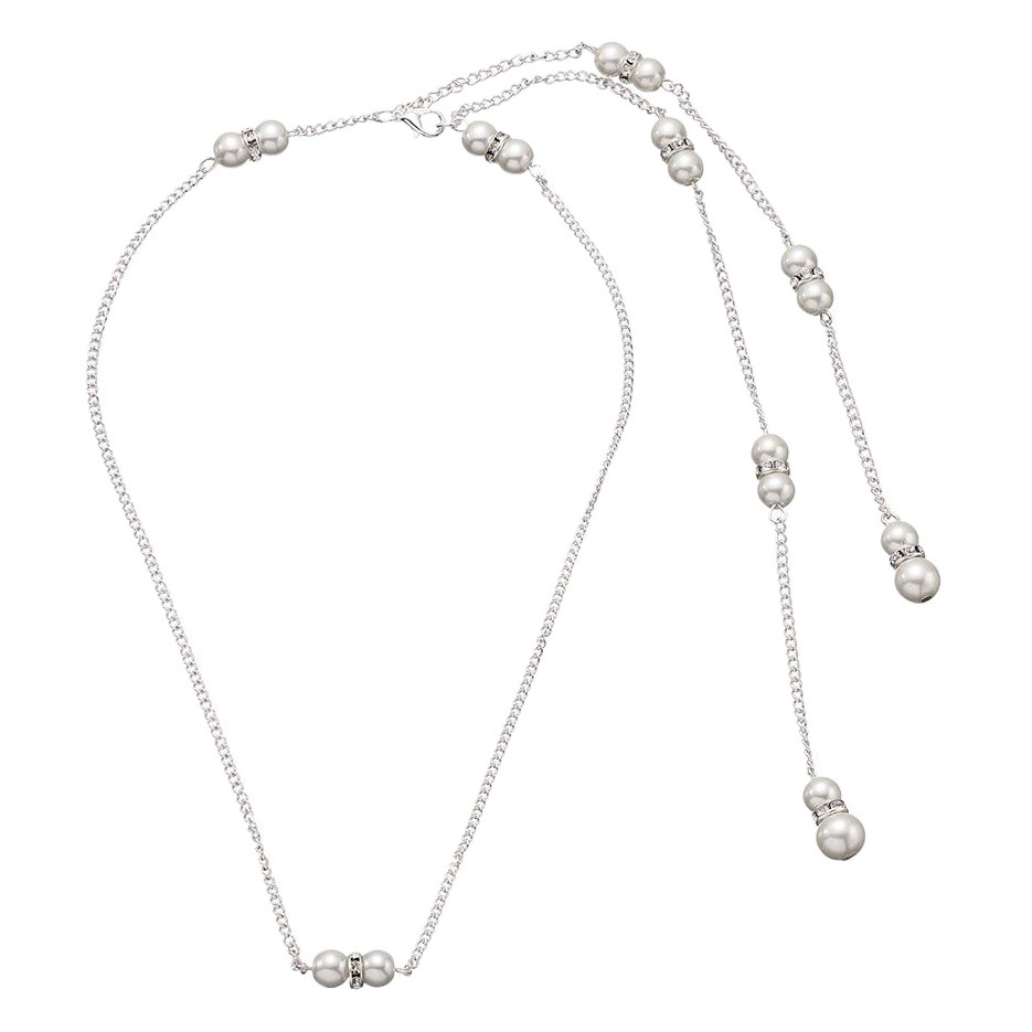Beach Holiday Style Sexy Necklace European and American Diamond Body Chain Pearl Pendant Tassel Back Chain Dress Accessories