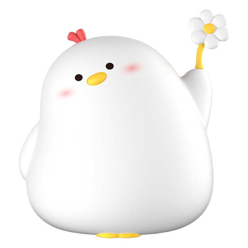 Cute chicken silicone light bedroom bedside sleeping atmosphere light USB charging timing children cartoon racket silicone light