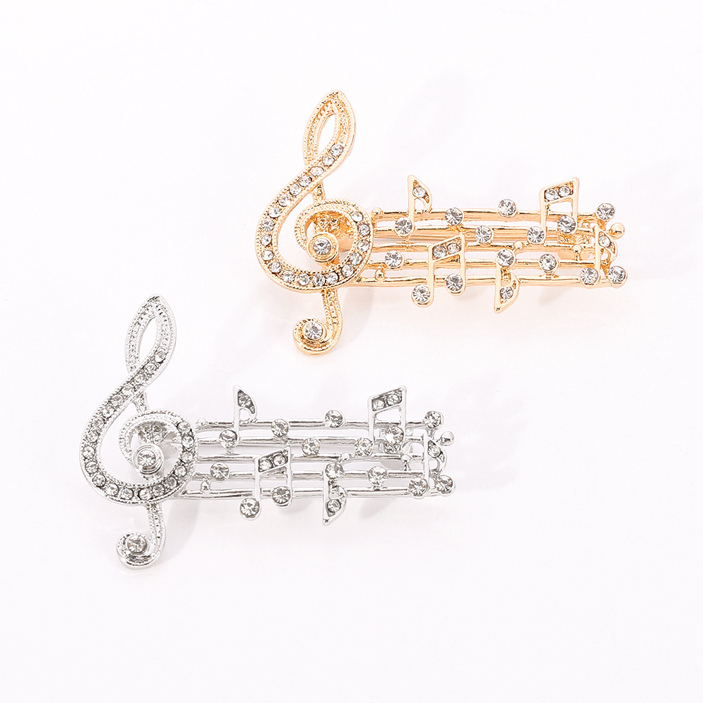 Picture of Elegant musical note music rhythm brooch inlaid with full diamond beating note pin bag clothes accessories spot