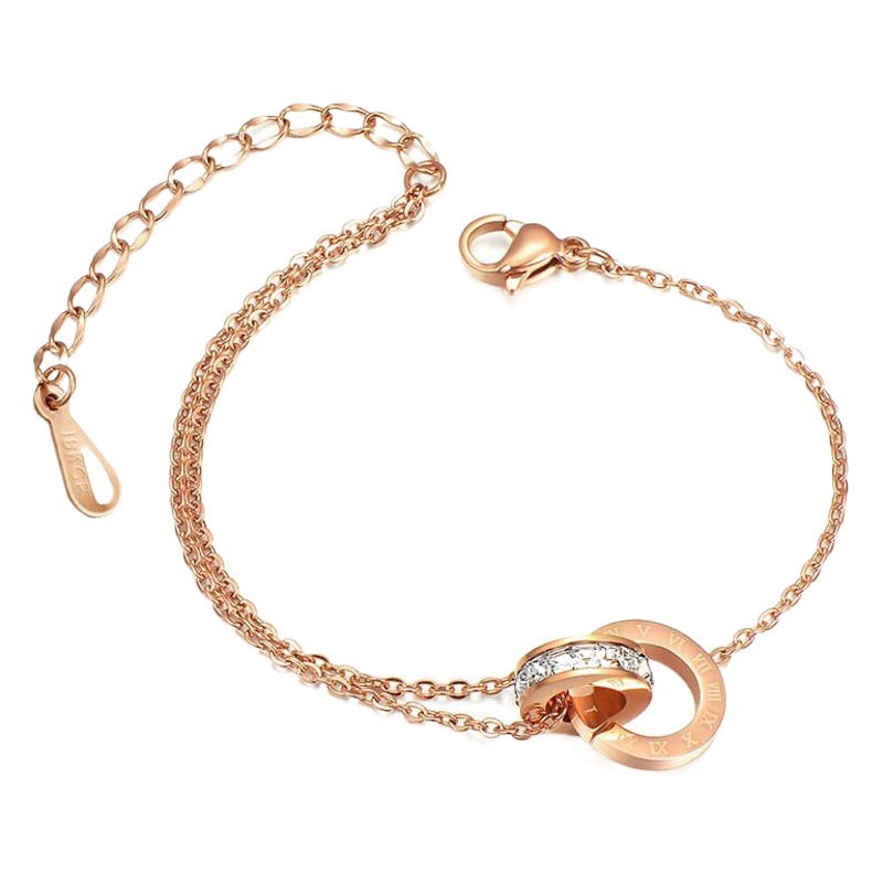 Roman Ring Full Diamond Circle Titanium Steel Anklet Women's Leg Ring Jewelry Beach Accessories Jewelry 18K Rose Gold