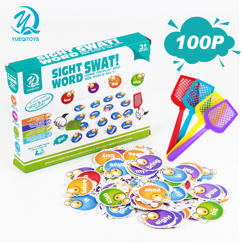 Picture of Cross-Border Kidsren's Board Game Crazy Fly Swatter Toy Early Education Fun Learning English Word Vocabulary Card 100Pcs