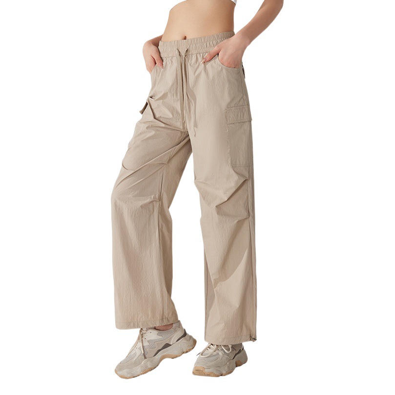 New spring and summer lightweight outdoor waterproof sports trousers ankle-tied pants yoga sweatpants drawstring pleated fitness clothes for women