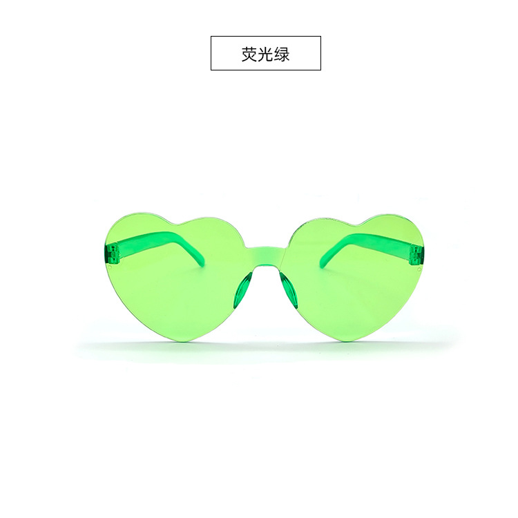 Picture of New love sunglasses jelly color frameless heart-shaped conjoined glasses dazzling color heart sunglasses