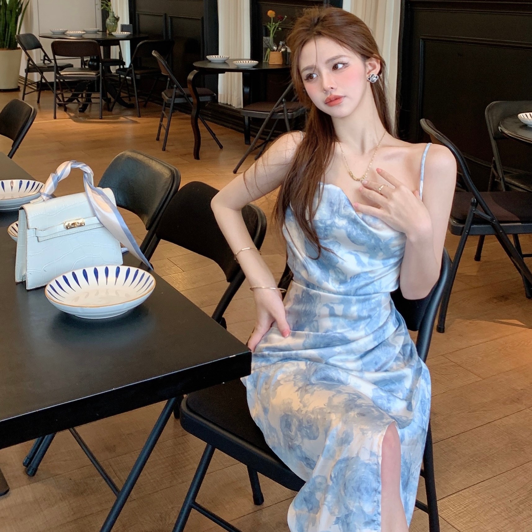 Sweet Temperament Floral Halting Temperament Dress Gentle Long Dress 2023 Summer Vacation Travel Slip Dress