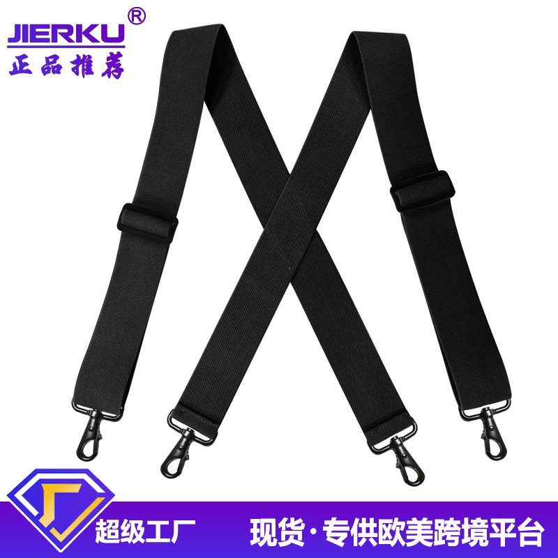 Cross-border supply of elastic adult men's 4 clip straps 5cm widened black hook suspenders in stock