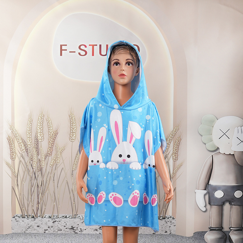 in stock children's bath towel cape fish beauty than cotton absorbent quick-drying shawl warm four seasons thick printed towel