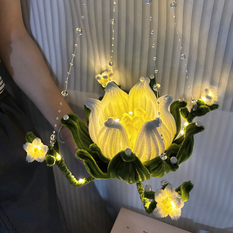 Picture of DIY handmade lily of the valley material bag Chinese handheld twist stick handmade lantern for couples and girlfriends