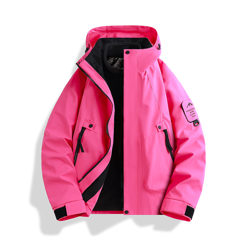 Picture of Three-in-one women's detachable autumn and winter two-piece outdoor windbreaker jacket men's water-repellent plus size mountaineering suit