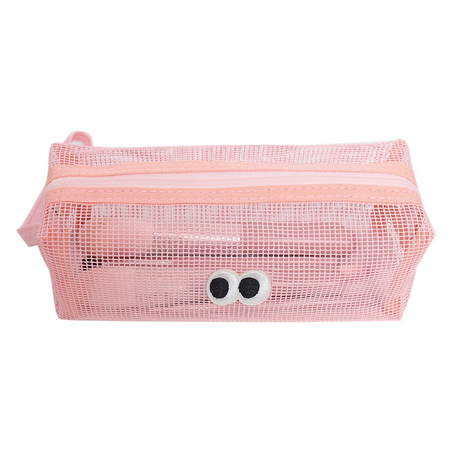 Learning Stationery Portable Pencil Case Hollow Transparent Visible Large Capacity Travel Portable Cosmetics Storage Bag