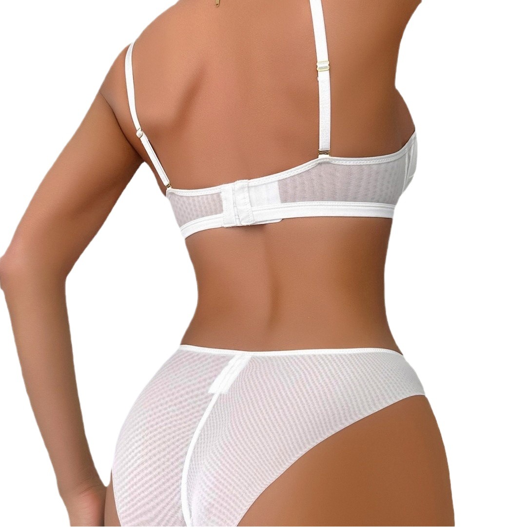 Soft steel ring eyelash lace underwear women's sexy half cup small chest Poly anti-sagging breast bra suit