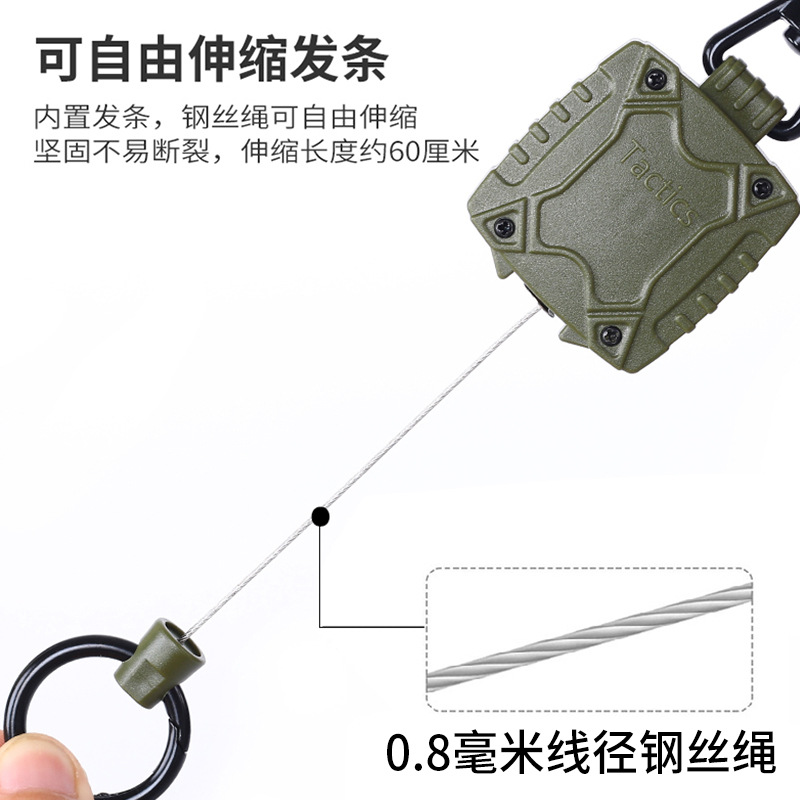 Picture of Zinc Alloy Metal Hanging Buckle Outdoor Fishing Retractable Army Green Square Easy Pull Buckle Quick Pack Easy to Pull