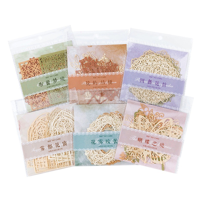 Mo Mo Mo material Paper Lace love song series retro hollow pattern versatile creative DIY Journal base decoration 6 models