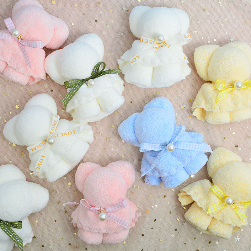 Picture of Bear Towel Souvenir Wedding Celebration Gift Shop Wedding Candy National Day Mid-Autumn Festival Gift Items Gift Box Coral Fleece Material