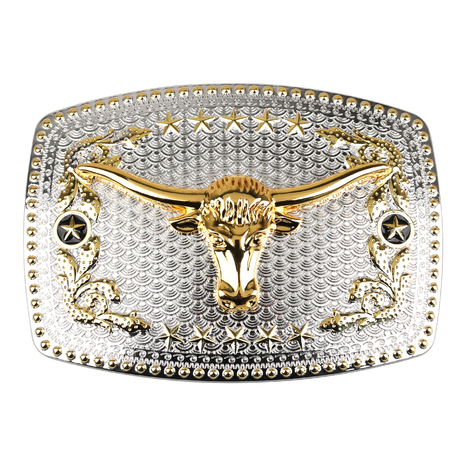 Square Two-color Craft Niutou Belt Buckle Pattern Large Belt Buckle