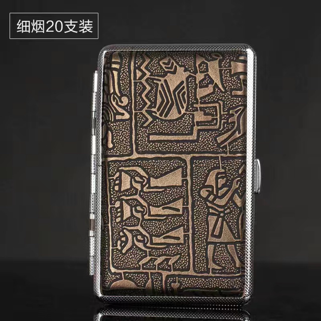 Picture of 5.5 Fine 100MM Metal Leather Cigarette Case Men's Iron Cigarette Clip Anti-pressure and Moisture-proof Portable Long Rectangular