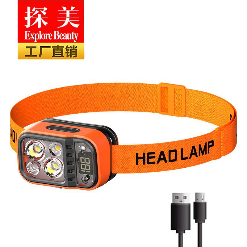 New smart induction usb charging induction headlight fishing portable strong light night running small headlight outdoor headlight