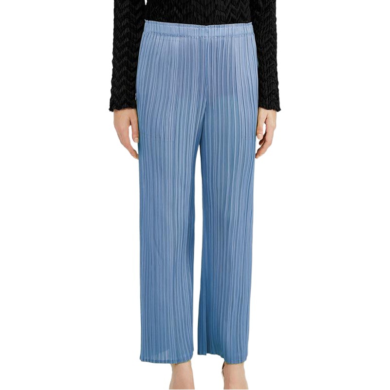 Miyake Spring and Summer Versatile Casual Pants for Women, Simple, Loose and Comfortable Stretch Casual Pants for Women, Pleated Pants, Straight Pants