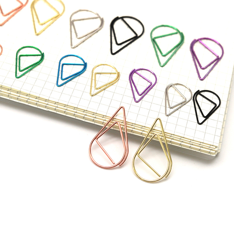 Picture of Cute Water Drops Paper Clip Office Supplies Creative Return Needle Return Needle Bookmark Golden Paper Clip