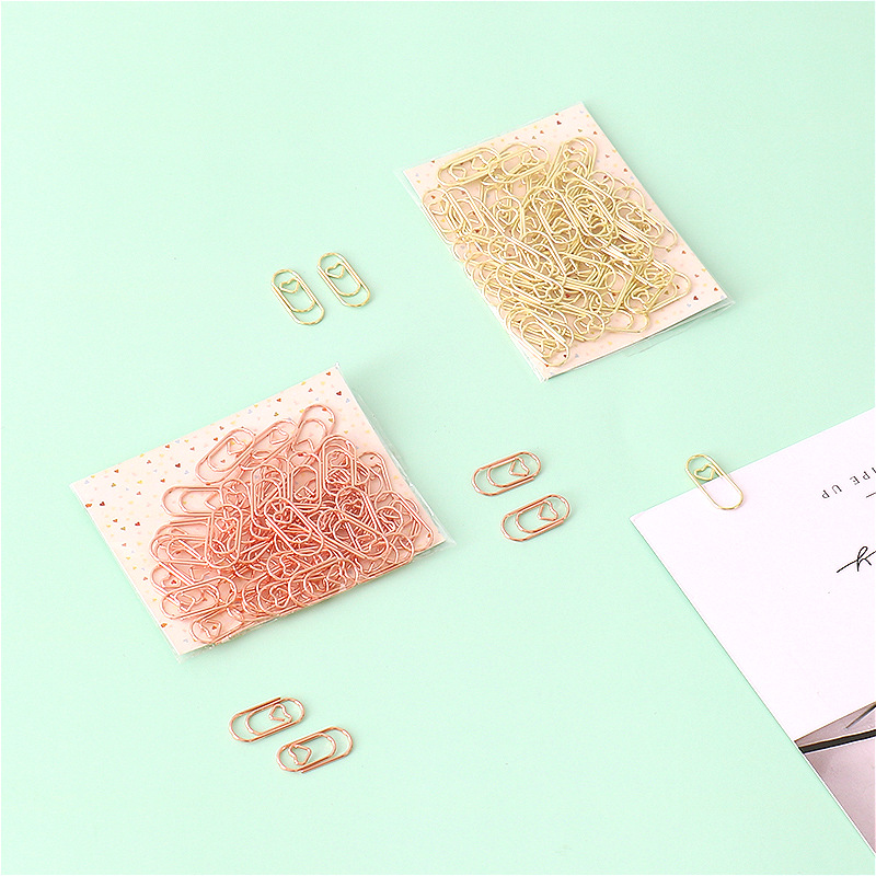 Picture of Creative Mini Paper Clip Love Can Clip Paper Handmade File Imitation Gold Rose Cute Paper Clip Manufacturer Wholesale