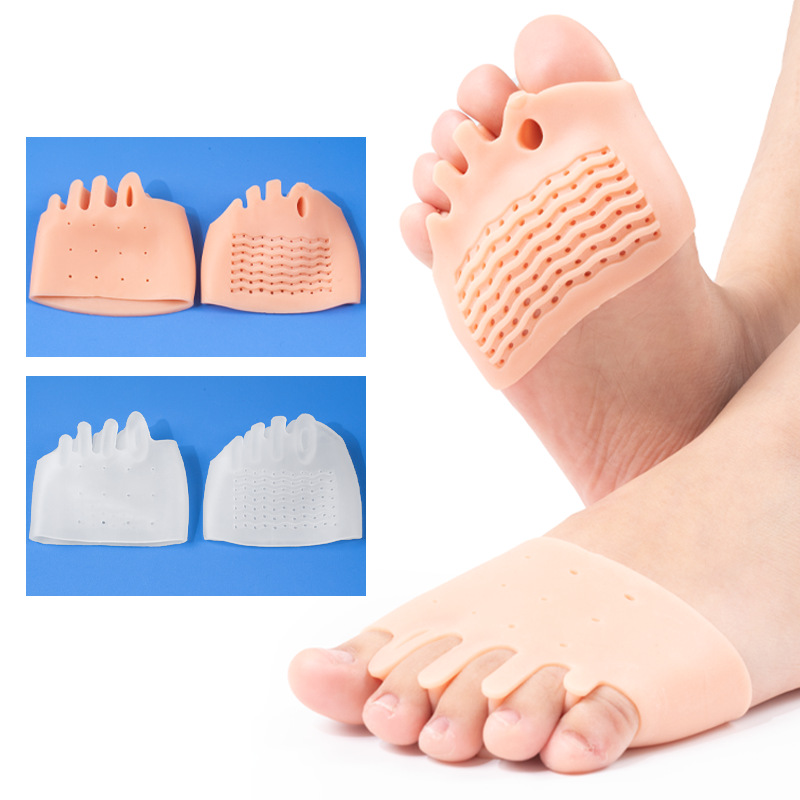 Five-Toe Split-Toe Forefoot Foot Pad, Toe Separator, Thumb Valgus Correction, Protection of the Sole, Shock-Absorbing Foot Protection Forefoot Pad