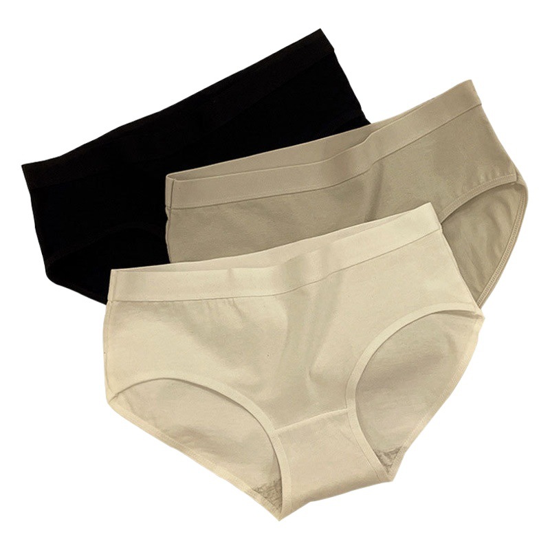 Solid Color Underwear for Women Summer Thin Comfortable Soft Girls Cotton Crotch Breathable Mid-Waist Women's Briefs