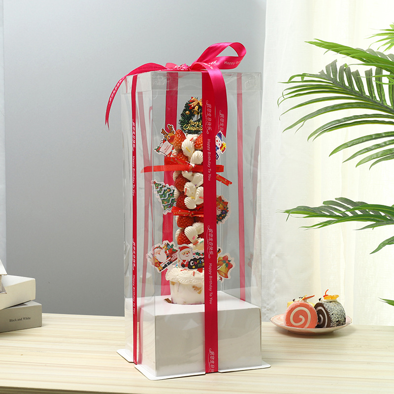 Square Cake Box Packaging Box Strawberry Durian Giant Tower Box New Year Christmas Cup Dessert Gift Box Cross-Border Hot Sale