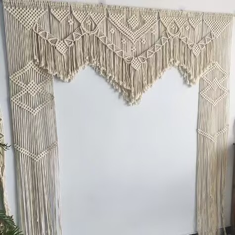 Picture of Hand-Woven Cotton Rope Tapestry Door Curtain Bay Window Bohemian Wedding Backdrop Partition Curtain Decoration Bedroom Home Decor
