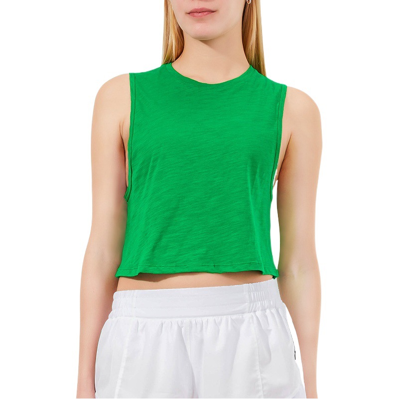 Pure Cotton Spring and Summer New Round Neck Sports Sleeveless Women's Naked Leisure Fitness Vest Breathable All-match Yoga Vest