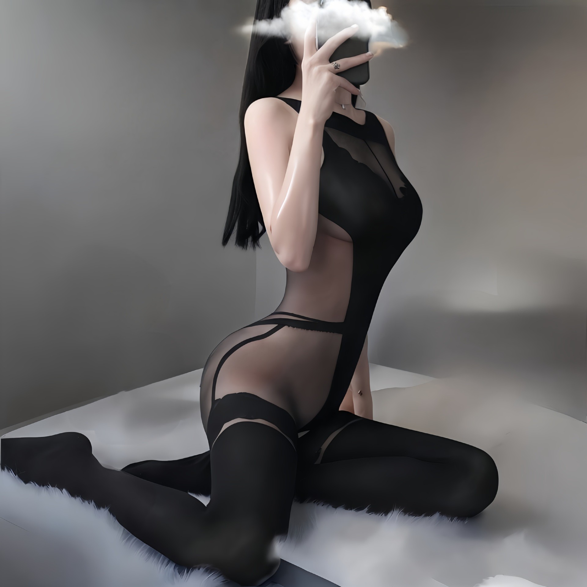 Sexy Tear-Resistant Bodysuit Lingerie, No Need to Take Off, Teasing and Passionate See-Through Stockings for Women, Open-Crotch Pure Desire