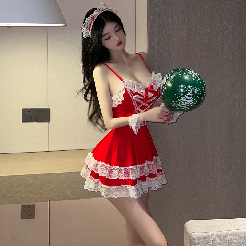 Picture of Sexy Underwear Deep V Sling New Year dress Uniform COS Christmas Maid Cosplay