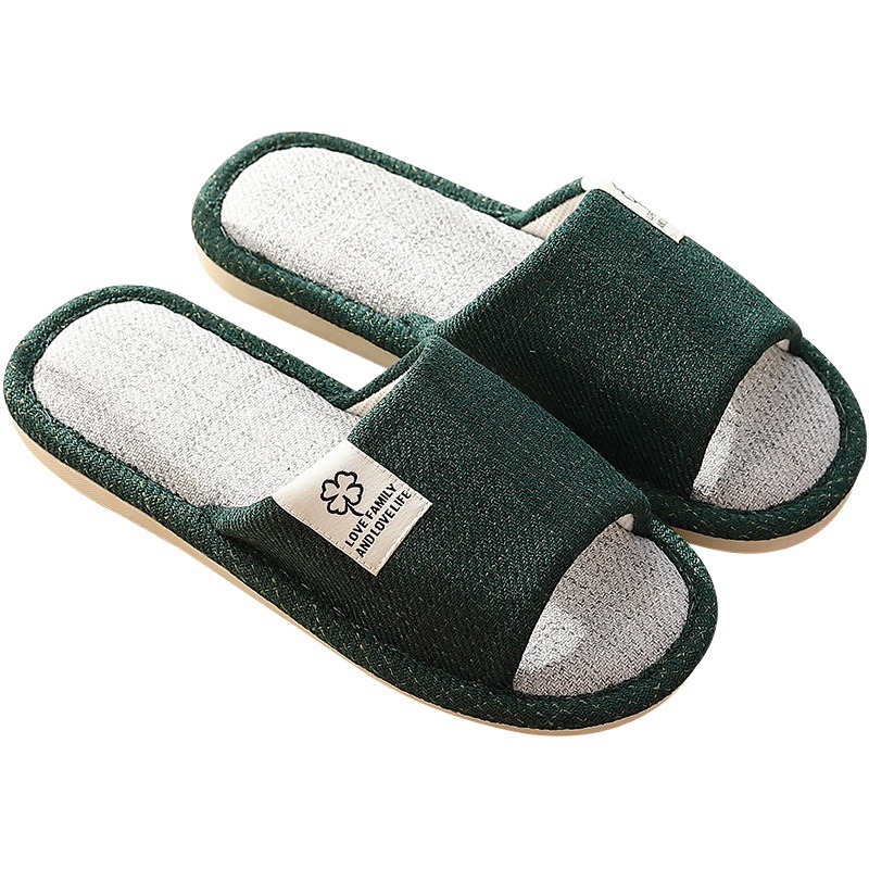 Linen Slippers for Women, Spring and Autumn Indoor Cotton-Linen Home Slippers for Couples, Thick-Soled, Comfortable Japanese-Style Men's Summer Breathable Slippers