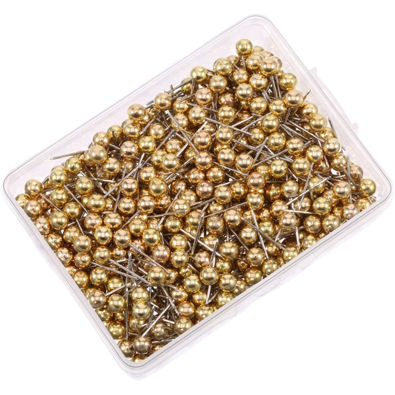 Factory Direct Sales Office Cork Board Fixed Multi-Color Metal Rose Gold Plastic Pins Ball Map Nails