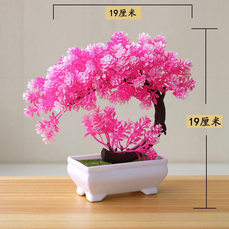 Picture of Sakura Snowball Simulated Plant Potted Grass Ball Bonsai Small Tree Home Decoration Flower Ornament Creative Mini Small Round Ball