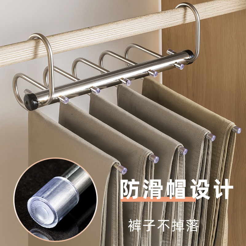 Picture of Telescopic Folding Multi-Functional Multi-Layer Pants Rack Pants Hanger Household Magic Pants Clip Wardrobe Storage Artifact Pants Hanger
