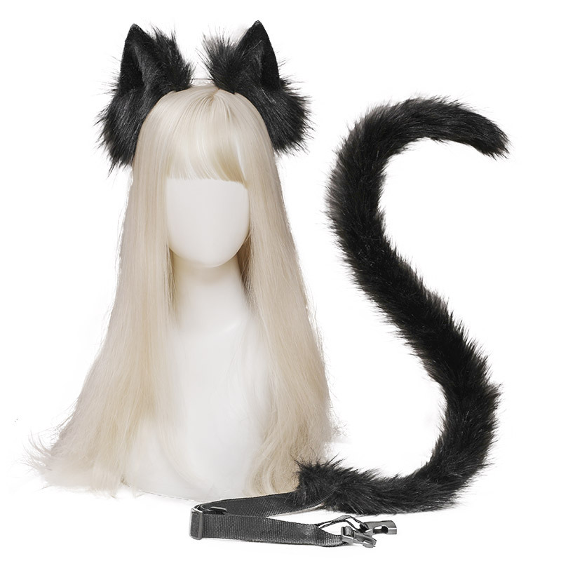 Picture of Dropshipping Cat Ears and Tail Cosplay Accessories Hand-Made Simulated Animal Ears Headband and Tail Accessories Set