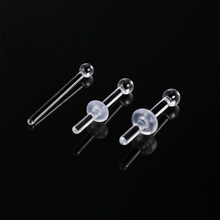 Picture of Cross-border new transparent color glass nose nail C- shaped nose ring personality L-shaped 5-shaped curved rod invisible nose ring puncture nose ornaments