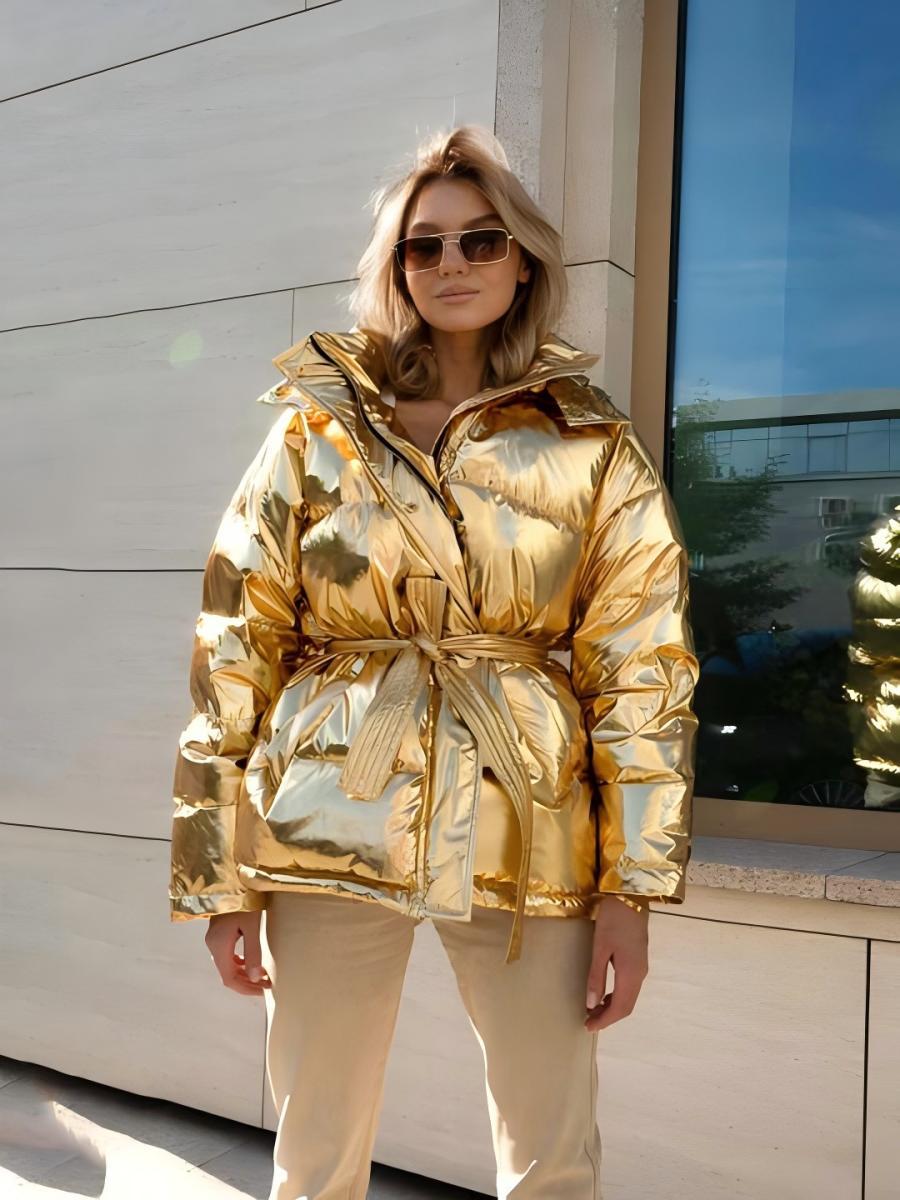 Cross-border hooded cotton-padded jacket coat women's sports outdoor bright bread clothing European and American autumn and winter leisure cotton-padded jacket