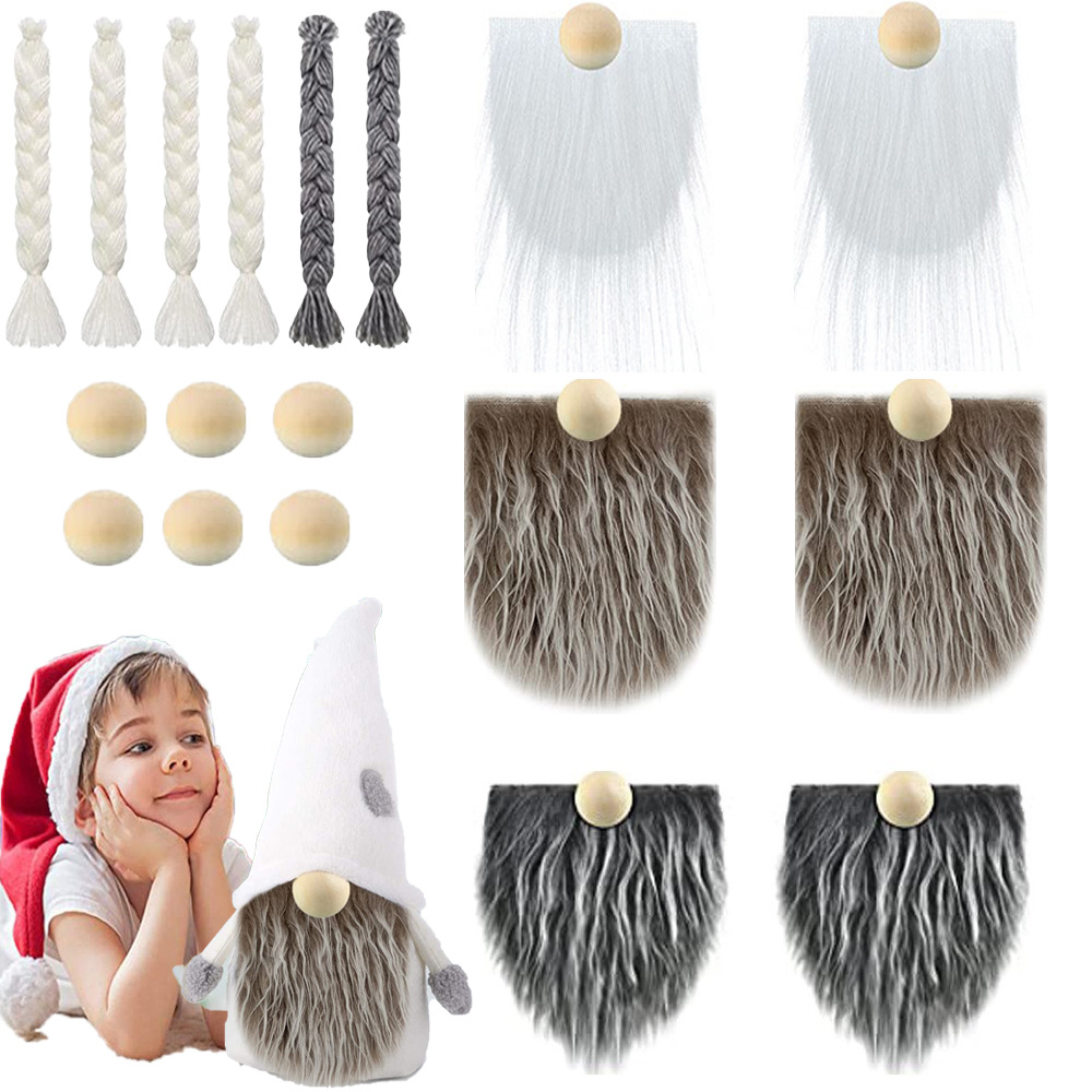 Picture of Dwarf Doll Handmade DIY Materials Amazon Decoration Artificial Fur Beard Wooden Ball Christmas Gnome Pom-Pom