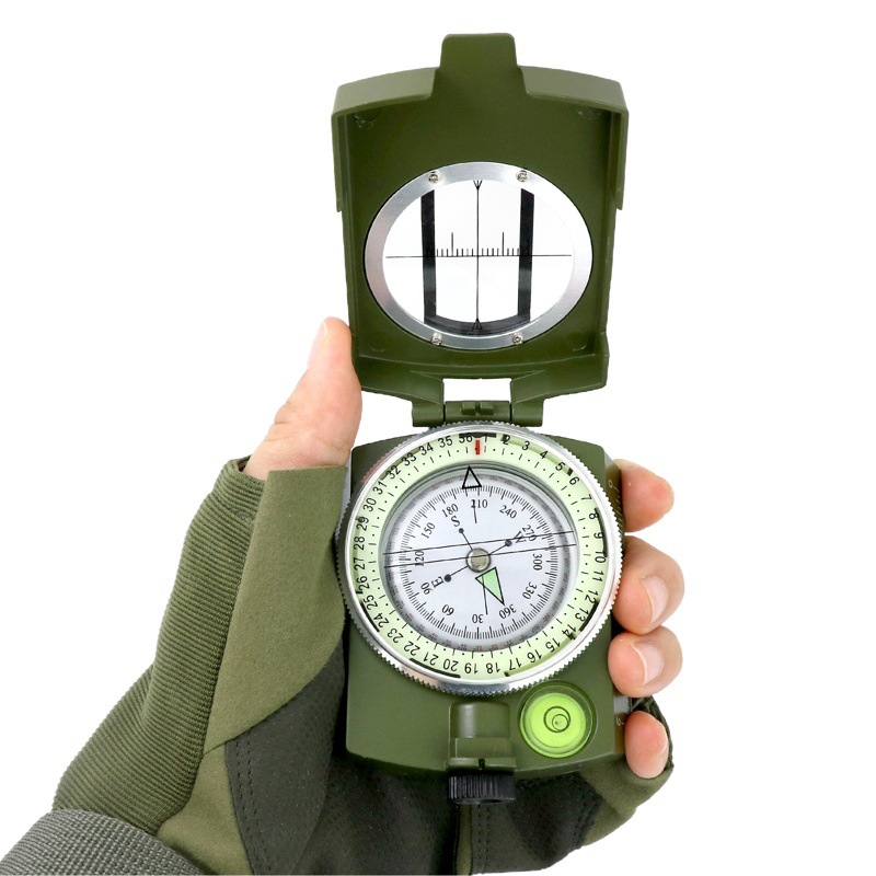 In stock camouflage outdoor multifunctional luminous compass Geological compass instrument high precision professional tactical camping pointing north