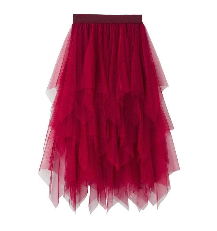 Picture of Irregular Mesh Skirt Women's Mid-length 2025 Spring New Veil Skirt High Waist All-match Slimming Skirt