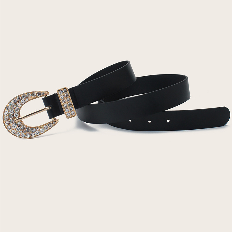 Korean-style new fashion leather belt D-shaped alloy studded buckle head belt simple clothing accessories spot wholesale