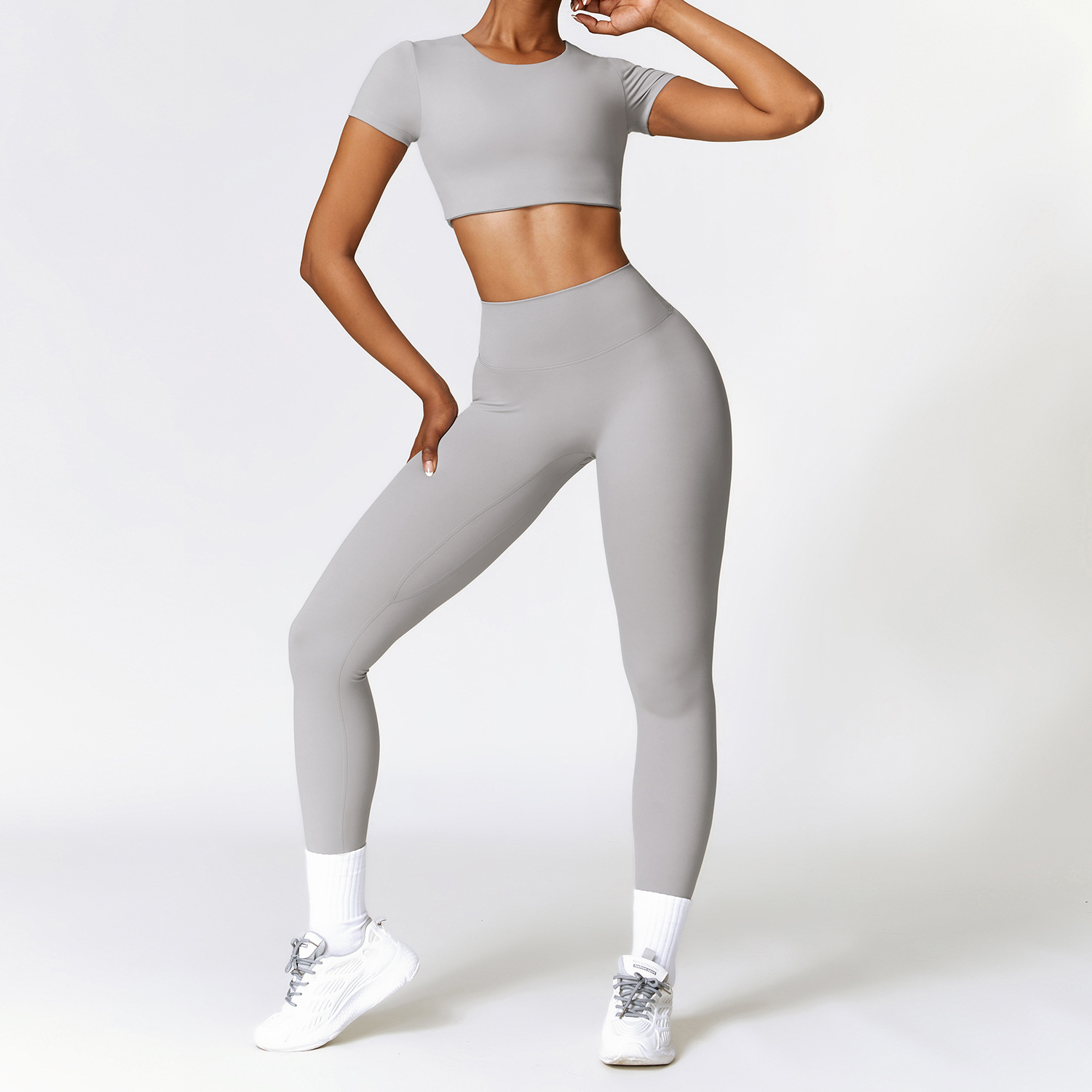 Picture of Zechuang European and American tight brushed yoga suit quick-drying workout clothes winter outdoor running sports suit female 8519