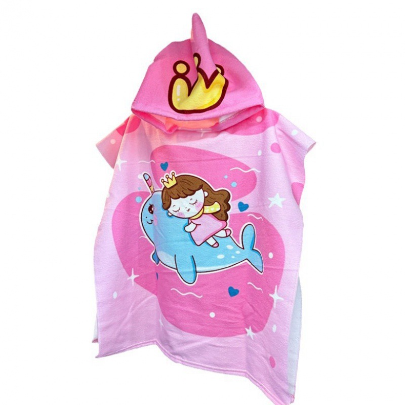 Picture of Children's Bath Towel Hooded Poncho Bathrobe Super Soft Wearable Baby Absorbent Towel for Boys and Girls Swimming