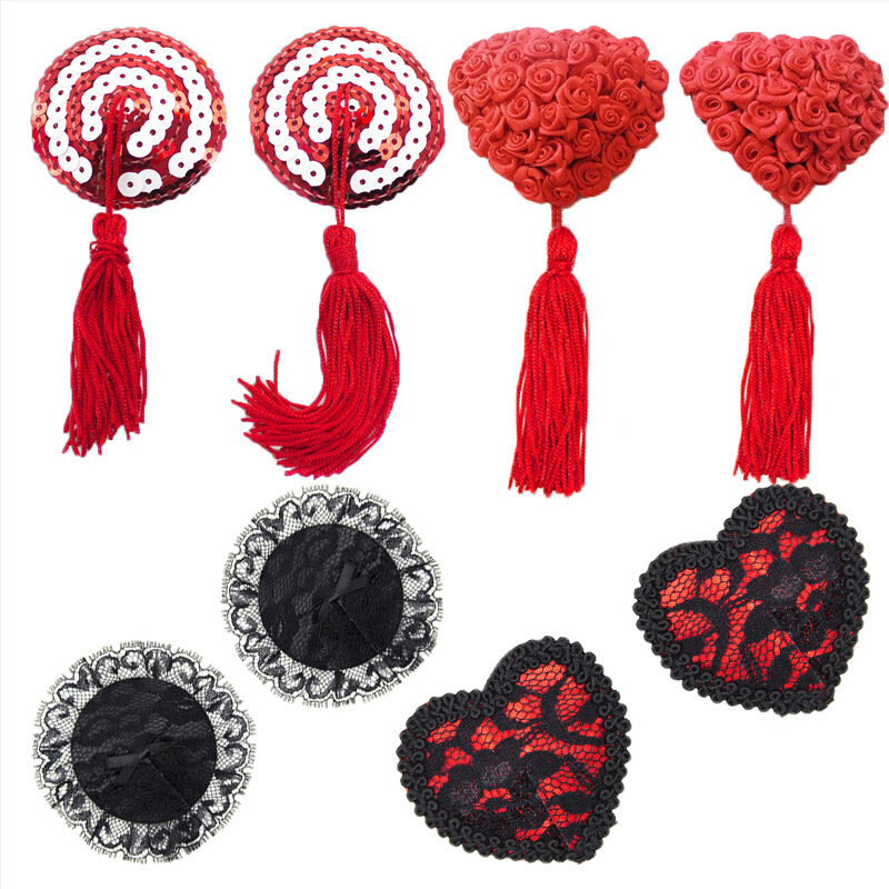 Sexy Underwear Accessories Invisible Seamless Silicone Bra Sticks Tassel Heart-Shaped Sequins Sexy Breast Sticks Pure Nipple Sticks
