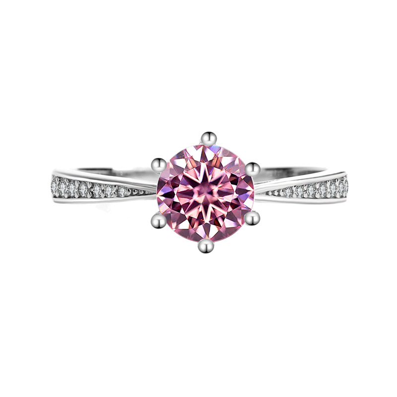 Picture of S925 sterling silver moissanite Korean version of six-claw ring ladies ring six-claw classic crown for wedding ring manufacturers wholesale