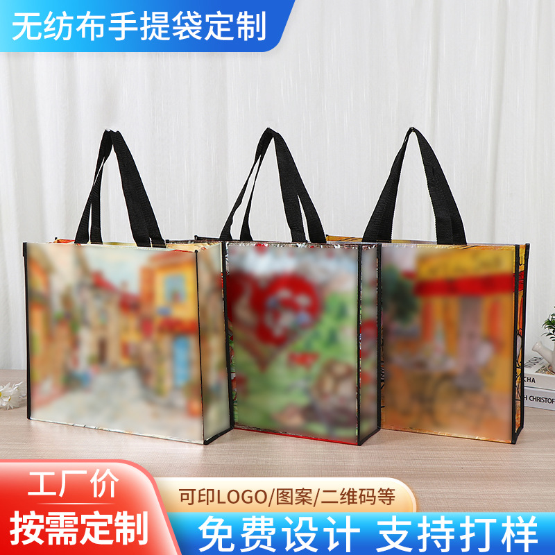 Oil Painting Non-woven Handbag Customized Flower bouquet Clothing Store Shopping Bag Gift Box Thickened Outer Packaging Handbag