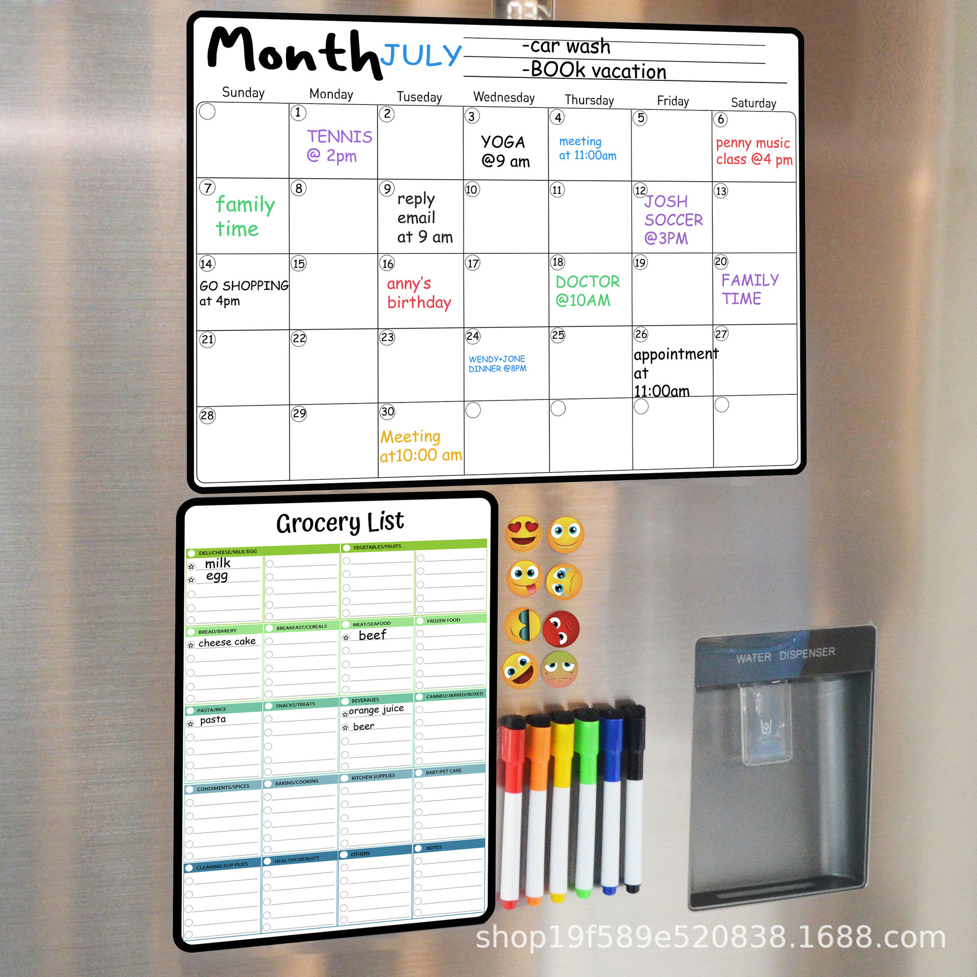 Picture of Magnetic Weekly Schedule Calendar Sticker Mobile Creative Refrigerator Sticker Pet Magnetic Soft Whiteboard Dry Wipe Board